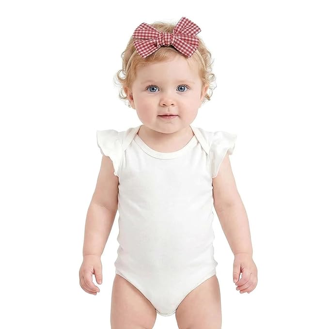 14 Pcs Baby Girl Headband Bows Soft Nylon Hairbands With Hair Bows Elastics Linen Handmade Toddler Hair Accessories For Girls Newborns Infants And Kids. (Brown Bows, Mid)