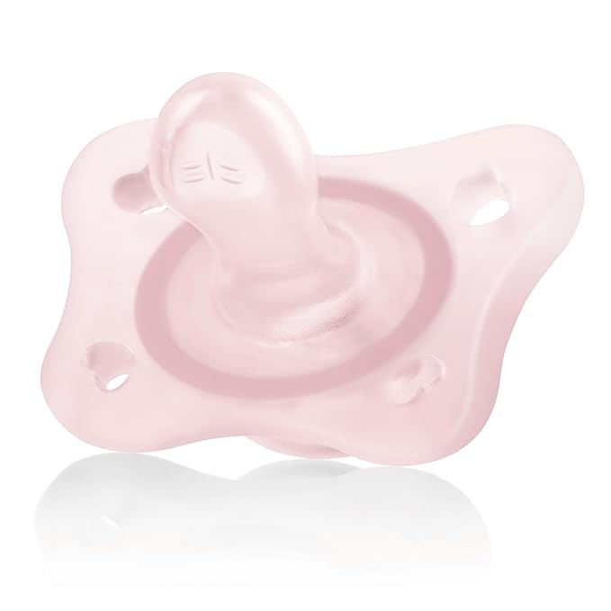 Chicco PhysioForma Mini Orthodontic Pacifier, 0-2m | 100% Silicone | Supports Breathing & Oral Development | One-Piece Design | Extra Small & Light | Includes Sterilizing Case | BPA Free | Pink, 2pk