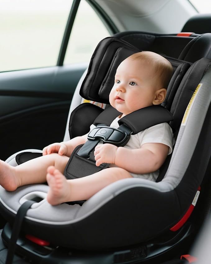 Infant Car Seat Insert with 2 Headrest for Doona|Graco, Thickened Baby Car Seat Head Support for Newborn, Reveable Baby Car Seat Cushion for Side Impact Protection, Black