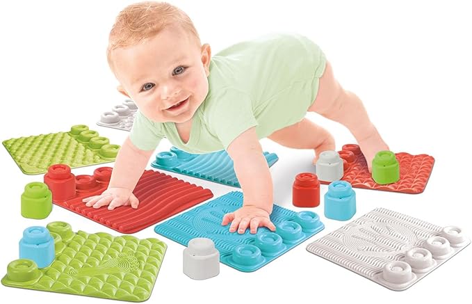 Clementoni- Soft Clemmy Touch, Crawl & Play Sensory Path: Safe & Fun Playmat for Crawling Babies & Toddlers, Develops Tactile Skills & Builds Imagination, 8 Maulticoloured Pieces (6+ Months)