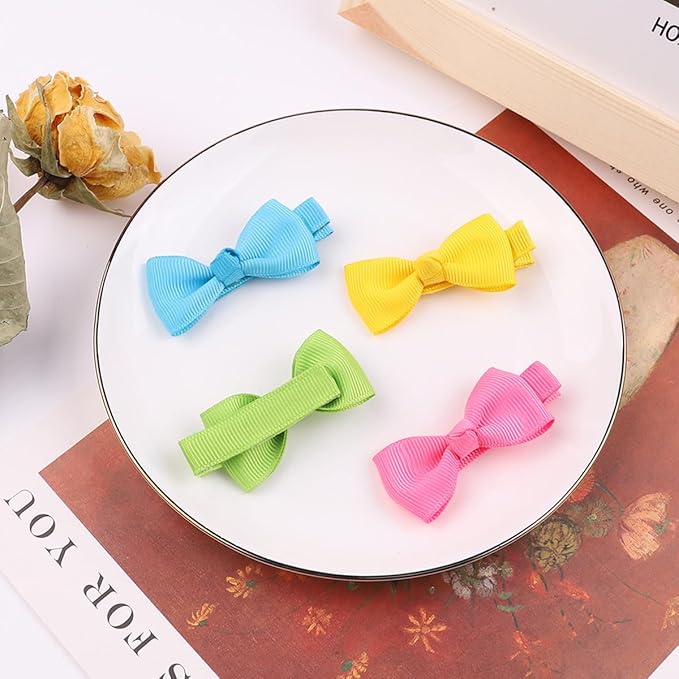 Baby Hair Clips 60 Colors Baby Girls Fully Lined Baby Bows Hair Pins Tiny 2" Hair Bows Alligator Clips for Baby Girls Infants Toddlers Multicolor