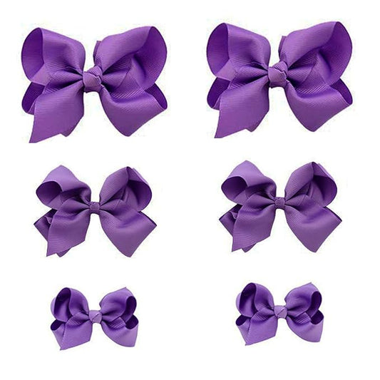Purple Bows for Girls,6PCS Hand-made Grosgrain Ribbon Hair Bows Alligator Clips Hair Accessories for Little Teen Toddler Girls Kids (Purple)