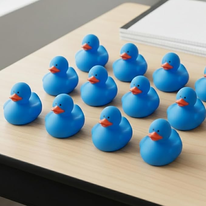 Fun Express Rubber 2" Solid Color Duckies - 12 Ducks (Blue)
