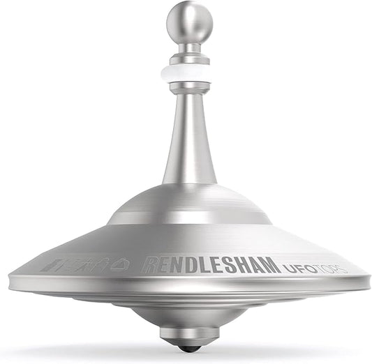 UFO Tops Rendlesham - Metal Spinning Fidget Top - Inspired by The Documented 1980 UFO Sighting in Rendlesham, England (Cosmic Silver.)