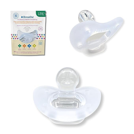 Breathe Orthodontic Baby Pacifier – Natural Oral & Facial Development – BPA-Free, Latex-Free, Pediatrician Developed – 100% Silicone 2 Pack (0-3 Months)