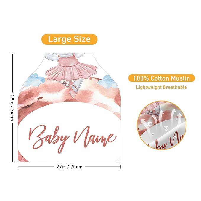 Custom Car Seat Covers for Babies - Breathable Baby Car Seat Cover for Girls Boys, Kick-Proof Newborn Carrier Canopy Stretchy Stroller Cover for 4 Seasons Pink Bear Print(27"x29")