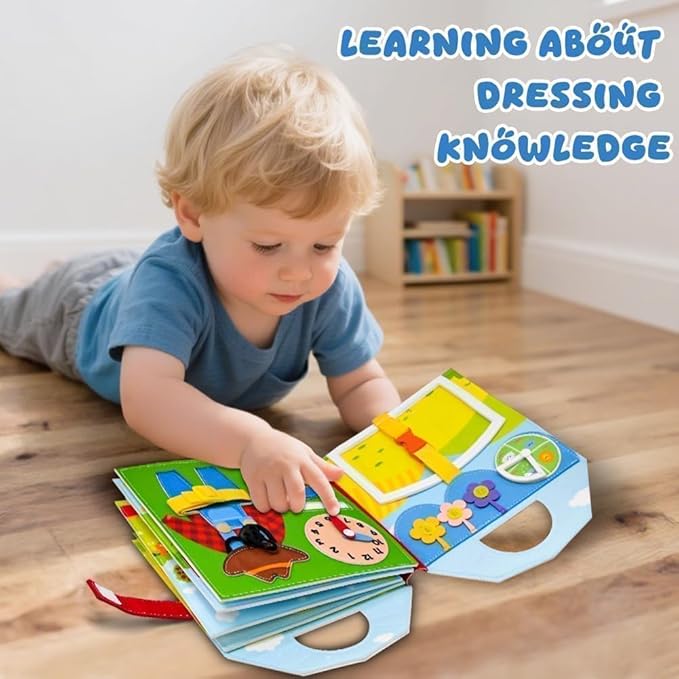 Farm Busy Book for Toddlers 1-3, Busy Board for 1 Year Old, Barn Animals Quiet Books with Finger Puppets, Portable Travel Learning Educational Montessori Toys for 1 Year Old Birthday Gifts Christmas