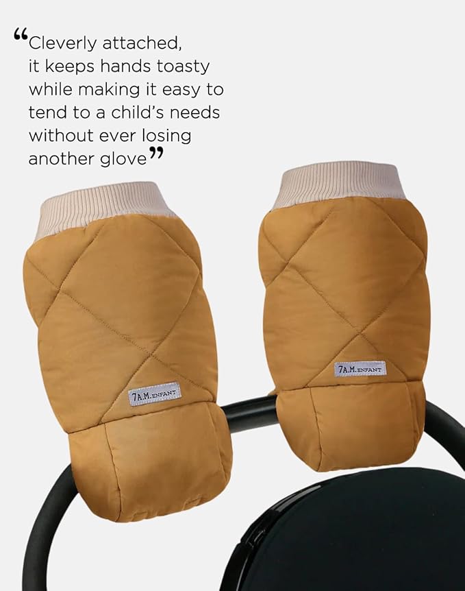7AM Enfant Stroller Warmmuffs Gloves - Anti-Freeze Stroller Mittens for Handlebars, Water Repellent Hand Warmer Muff for Cold Weather, Plush Lined Stroller Warmmuffs | Winter Stroller Accessories