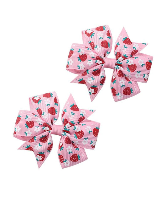 Strawberry Snap Clips Baby Girls Fruit Hair Bow Clips Strawberry Hair Ring Tie BBW24 (Set-O)