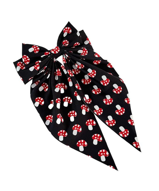 Kids Girls Mushroom Print Hair Clips Bow Mushroom Pattern Hair Pin BBW03 (Bow-B3)