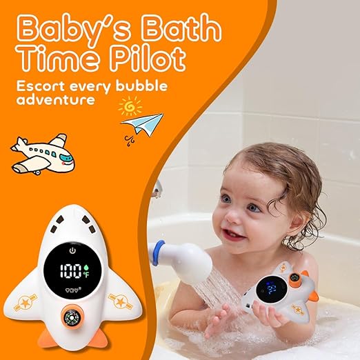 Baby Bath Thermometer - Digital Floating Water Thermometer with LED Display & Color Temperature Alerts, Rechargeable Bath Toy for Infant Bathtub Safety, Newborn Bath Essentials Gift