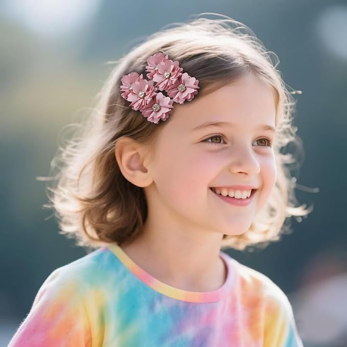 Flower Hair Clips Set-Cherrboll 10pcs Floral Hair Bow Accessories for Baby Girl Toddles Teen Gifts