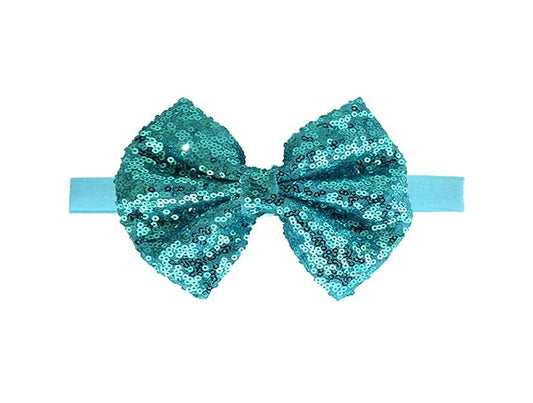 Baby Girl's Lovely Sequins Bowknot Headband Toddler Hairband for Photography Travel Party Festivals (Blue, One Size)