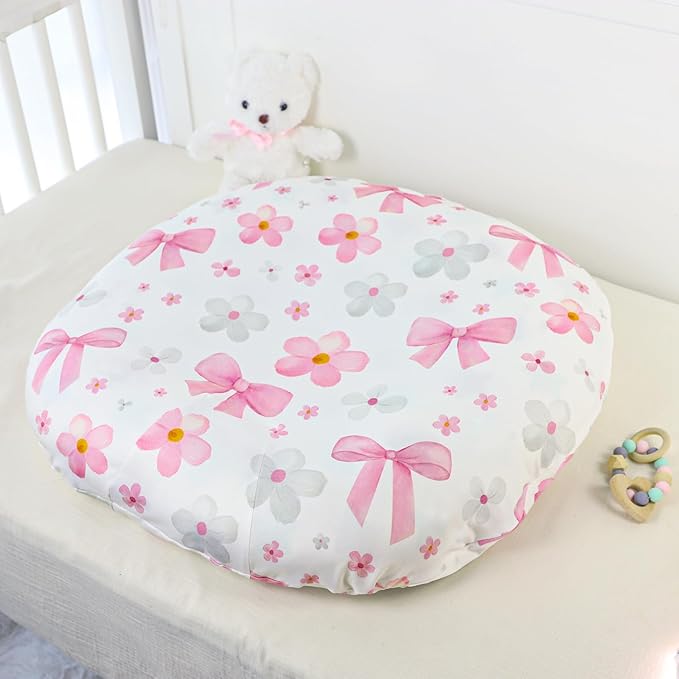 Hooyax Newborn Lounger Cover - Soft Baby Lounger Cover with Bow Prints, Breathable Infant Lounger Cover for Newborn Boys Girls, Washable Lounger Protector (Bow)