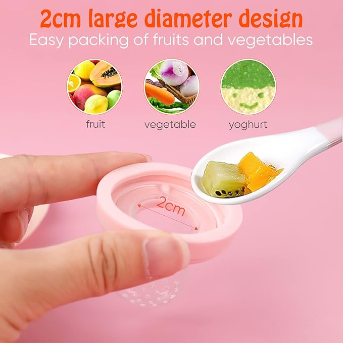 Baby Solids/Frozen Fruit Feeder Pacifier, Infant Teether Toy 4M+, BPA-Free Silicone Pouch & Nipple, Safely Introduce Solids, Teething Relief, 2-Pack