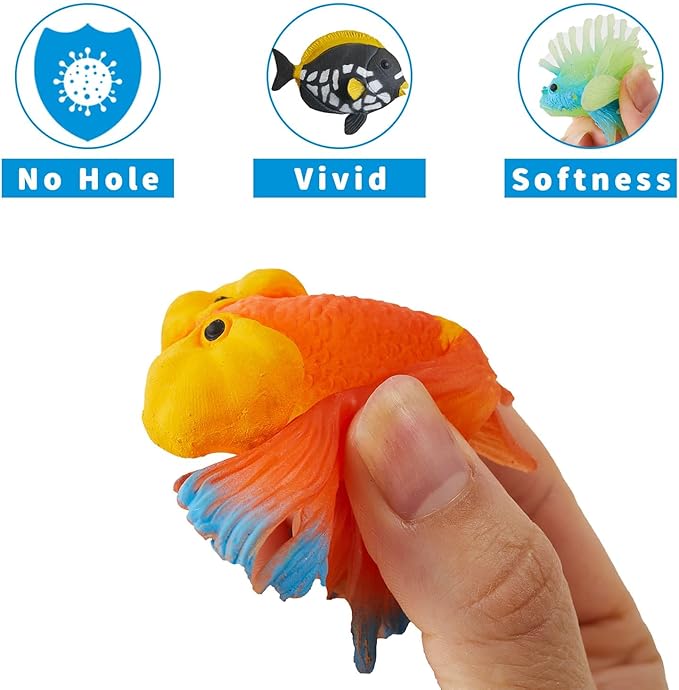 Mold Free Bath Toys for Kids Toddlers, Color Changing Sea Animal, Squishy Mini Sea Creature, Realistic Fish Toys,for Bathtub,Pool, Under The Sea Party Decorations,Cake Topper,Rewards,Gifts