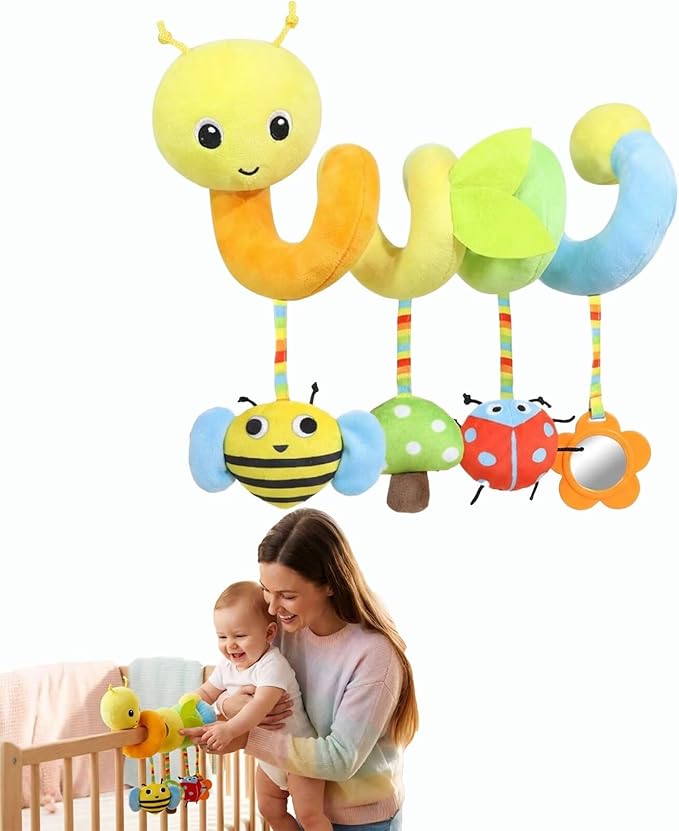 Multi-Use Baby Spiral Activity Toy – Spiral carseat Toy for Car Seat, Stroller,Play Gym, Keeps Baby Quiet, Easy Travel Solution