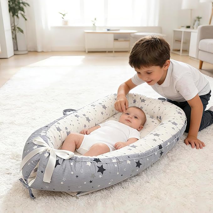 Baby Support Cushion | Organic Cotton Infant Support Cushion| Reversible, Adjustable & Portable Floor Cushion | Soft, Breathable, Washable Cover