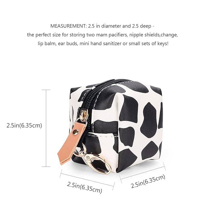 MOMIGO Pacifier Case Bag - Pacifier Holder with Clip for Diaper Bag Stroller Purse Charm, Holds 2 Pacifiers Outdoor Travel (Stone Pattern)