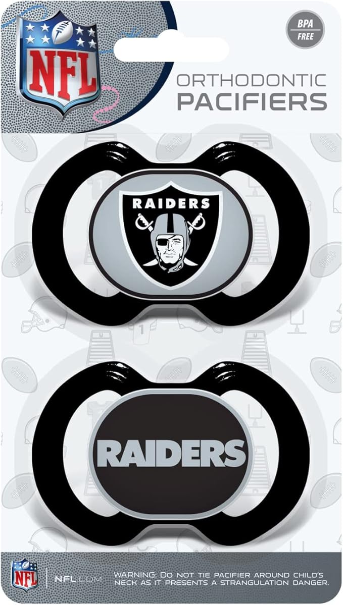 Baby Fanatic Officially Licensed Unisex Pacifier 2-Pack - Las Vegas Raiders NFL