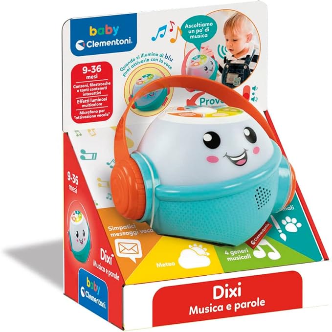 Clementoni - Dixi Children's Words Game 9 Months, Educational Early Childhood, Italian Speaking Electronic with Music and Nursery Rhymes, Multicolor, 17735