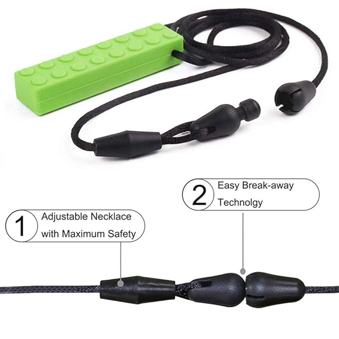 Chew Necklace, Sensory Chew Necklace Bundle for Kids with Chewing, ADHD, Autism, Biting Needs, Oral Motor Chewy, Silicone Necklace Made from Food Grade Silicone Safety, for Boys&Girls(5 PCS)