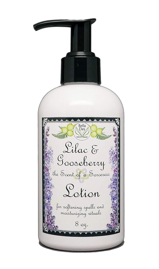 Lilac and Gooseberry Moisturizing Body Lotion 8 ounces Yennefer Scent of a Sorceress with Organic Extracts, Natural Oils, Hydration for Dry Skin by Bella Des Natural Beauty