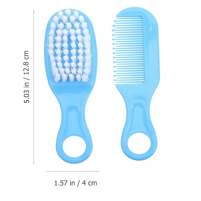 EXCEART Baby Hair Brush and Comb Set Massage Scalp Brush for Newborn and Toddler 1Set (Blue)