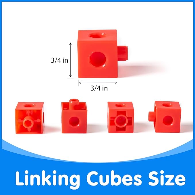 100 Pcs Math Linking Cubes with 384 Cartoon Stickers - STEM Counting Cubes & Math Manipulatives for Kids, Learning Activities for Kindergarten & Elementary School