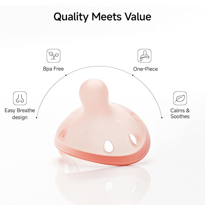 Garkoko Baby Pacifiers 0-6 Month, Breast Like Shape Soft Silicone Newborn Pacifiers 0-3 Months with Large Air Holes, BPA-Free, 5pcs