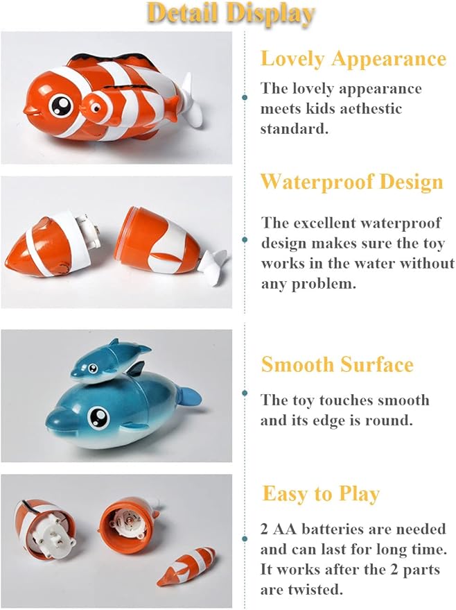 Electric Dolphin Bath Toy – Waterproof Mother & Baby Swimming Fish for Bathtub & Pool, Lovely Water Play Set, Fun Baby Shower & Toddler Gift (Mother & Child Dolphin)