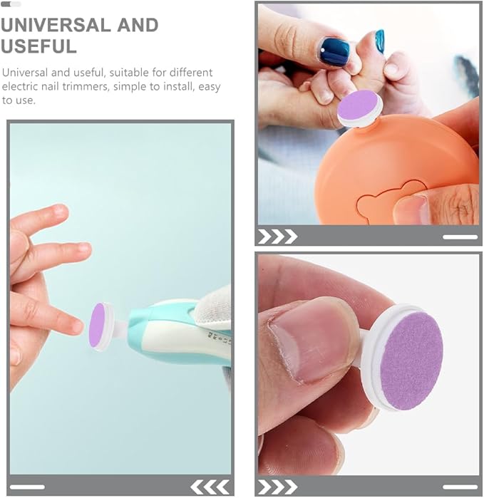 minkissy 24Pcs Baby Electric Nail File Replacement Pads 0.70 Inch Nail Grinding Heads for Infant Toddler Universal Electric Trimmer Accessories
