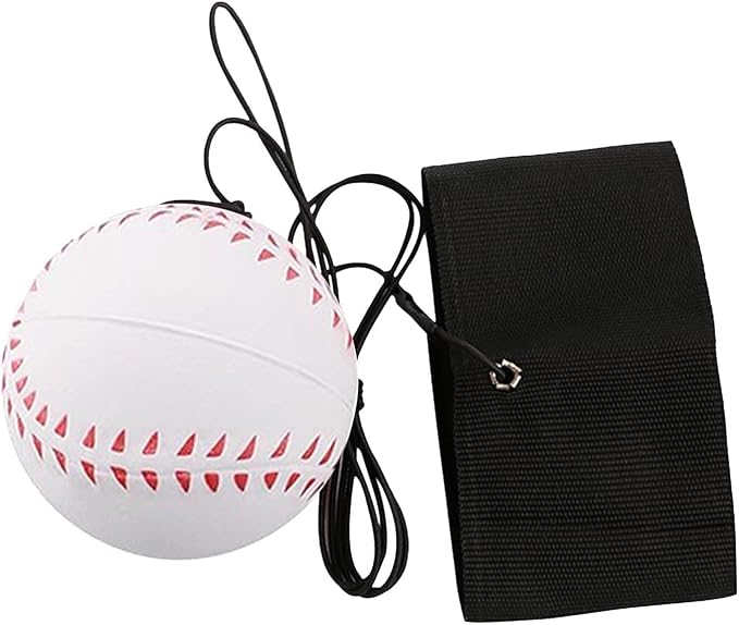 GANPUB 1 Pc White Wrist Return Ball, Sports Wrist Balls on a String, Rubber Rebound Bouncy Wristband Balls on Elastic String Sports Reaction for Wrist Exercise or Play Tennis, Baseball（2.36 in）