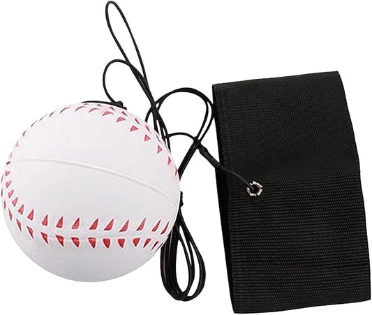 GANPUB 1 Pc White Wrist Return Ball, Sports Wrist Balls on a String, Rubber Rebound Bouncy Wristband Balls on Elastic String Sports Reaction for Wrist Exercise or Play Tennis, Baseball（2.36 in）