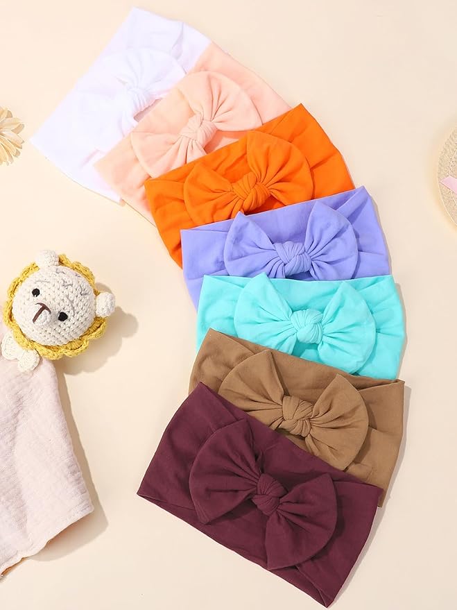 ALinmo 16PCS Baby Nylon Headbands Hairbands Hair Bow Elastics for Baby Girls Newborn Infant Toddlers Kids Colorful