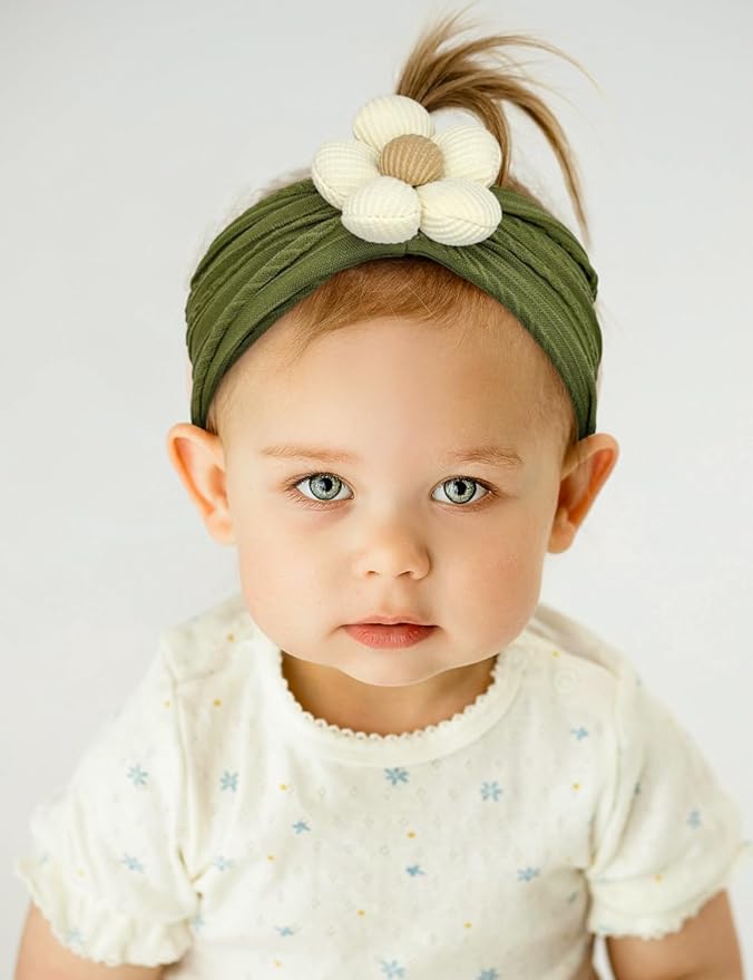 Stretchy Baby Girl Headbands Bows, Infant Headband Bows for Baby Bonnet Newborn Head Wraps Toddler Unisex (03H-16)
