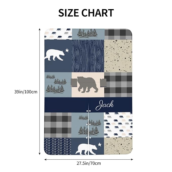 Personalized Woodland Bear Baby Car Seat Canopy for Babies with Name, Custom Blue Baby Car Seat Covers for Boys, Opening Minky Nursing Breastfeeding Cover Infant Carseat Canopies for Newborn