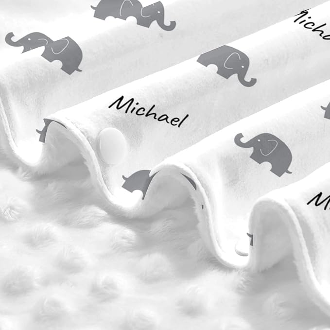 Personalized Cartoon Elephant Baby Infant Car Seats Canopy for Babies with Name, Custom Lightweight Covers for Baby Boys Girls, Minky Nursing Breastfeeding Stroller Canopies for Newborn