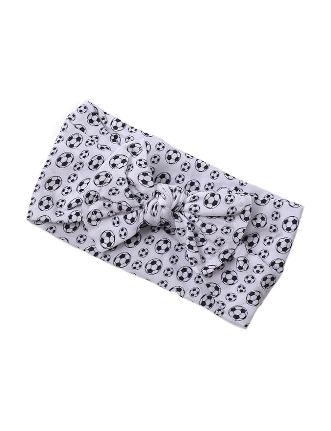 BBTDIN Baby Girls Soccer Headband Turban Infant Football Hairband Bowknot Newborn Soccer Bow Headwarp BTB10 (A1-White)