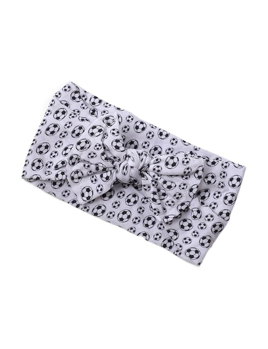 BBTDIN Baby Girls Soccer Headband Turban Infant Football Hairband Bowknot Newborn Soccer Bow Headwarp BTB10 (A1-White)