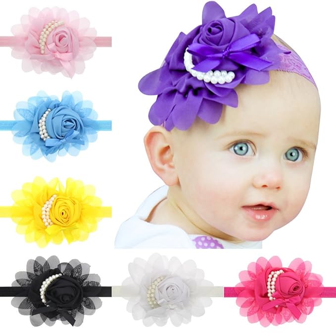 Lovely Rhinestone Unusual Angel Girls Baby Pearl Flowers Hairband Headbands (Black)