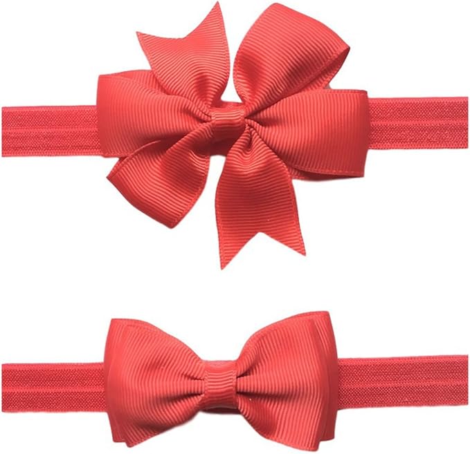 2pc/Set Baby Girls Grosgrain Ribbon Hairband Set Ribbon Bows Hair Tie Headband JB10