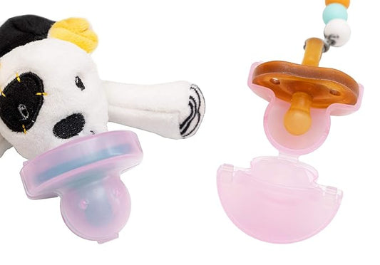 The Keepsie Pacifier Cover – Compatible with Pacifiers, Paci Clips & Plush Attachments | BPA-Free Travel Case | Pink, 2-Pack