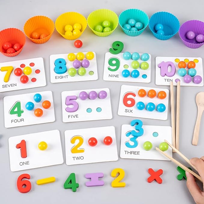 NUOBESTY 3PCS Wooden Tweezer Tongs Kids Tweezers for Fine Motor Peg Board Beads Game Clips Counting Matching Game Beads for Montessori Sorting Toys