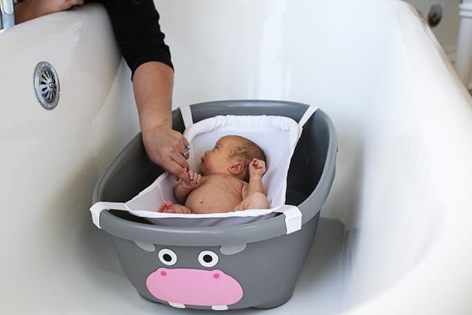 Prince Lionheart TUBIMAL Infant and Toddler Bath Tub - PIG | Tub Becomes a Storage Bin | Include a Stackable Lid and Infant Mesh Hammock | Innovative Outside Drain Plug | Perfect Bin for Toy Storage