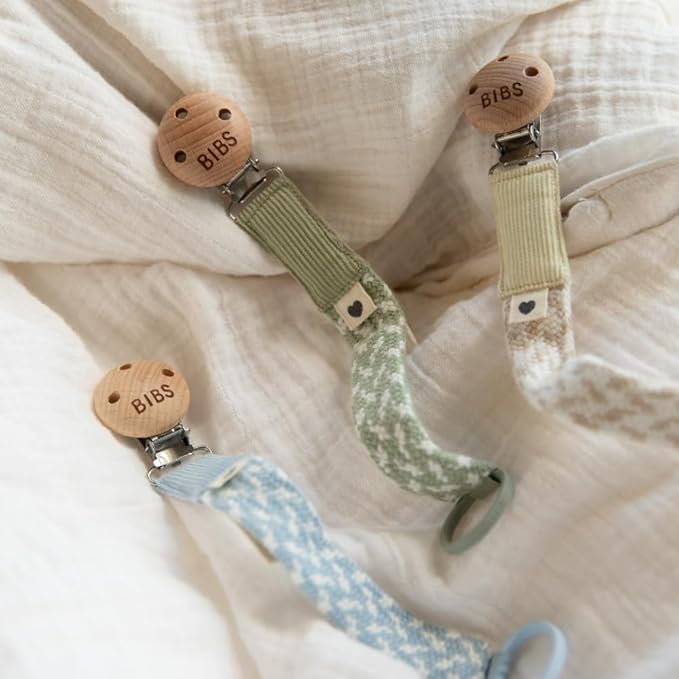 Bibs - Pacifier Clip - Sand/Vanilla