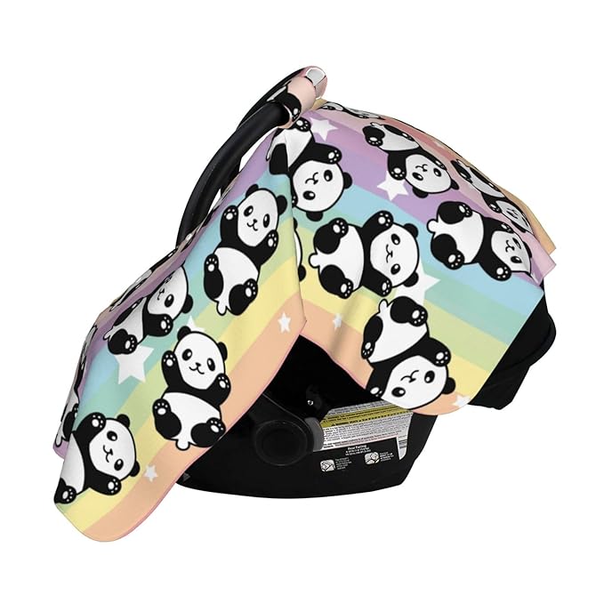 Panda Baby Car Seat Canopy Cover 39x27.5 Inches Multi Use Nursing Cover for Newborn Car Seat Canopy Mom Nursing Breastfeeding Covers Newborn Shower Gifts