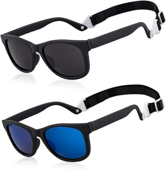 MAXJULI Baby Infant Sunglasses Safe, Soft, With Adjustable Strap 0-24 Months BPA Free 7002