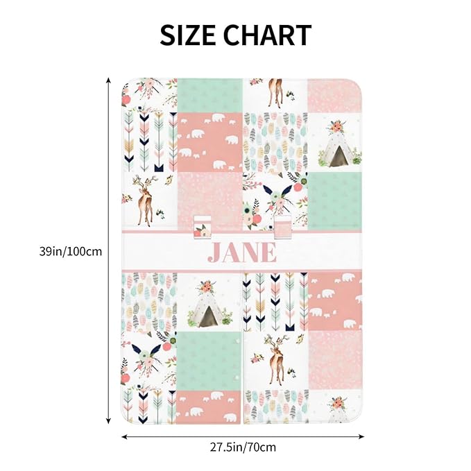 Personalized Minky Car Seat Canopy for Girl Boy, Custom Name Stroller Car Seat Covers Cover for Infant Newborn Shower Gift, Nursing Opening Carseat Cover for Breastfeeding, Woodland Deer Pink