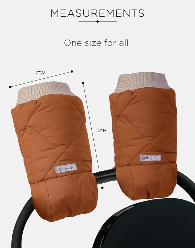 7AM Enfant Stroller Warmmuffs Gloves - Anti-Freeze Stroller Mittens for Handlebars, Water Repellent Hand Warmer Muff for Cold Weather, Plush Lined Stroller Warmmuffs | Winter Stroller Accessories
